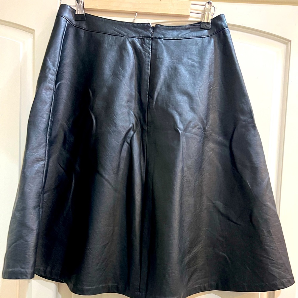 Faux leather knee length a line skirt